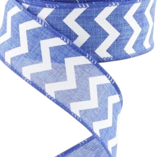 1.5" Blue and White Chevron Ribbon -
  10 yards