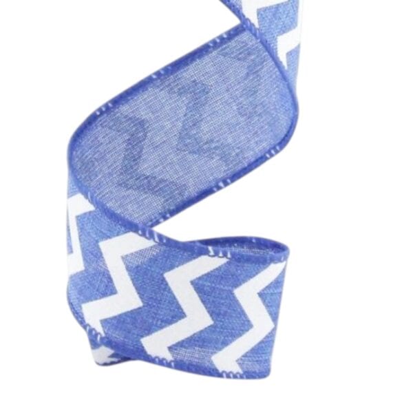 1.5" Blue and White Chevron Ribbon -
  10 yards