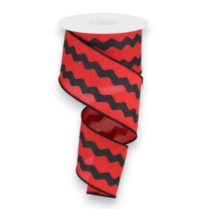2.5" Red Black Ric Rac Ribbon - 10 yards
