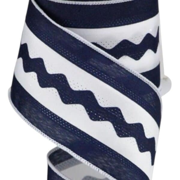 2.5" Navy White Ric Rac Ribbon - 10
  yards