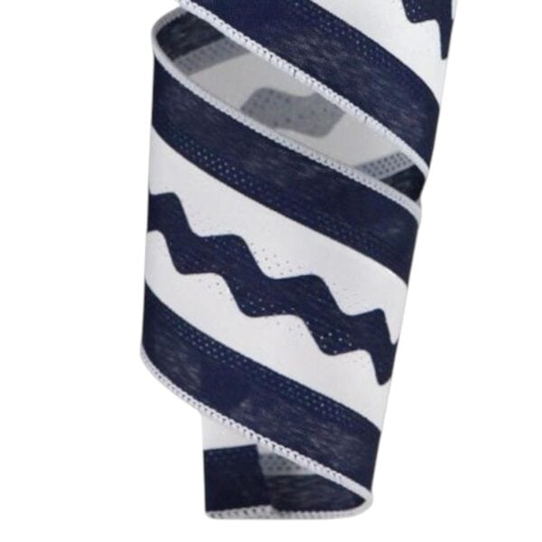 2.5" Navy White Ric Rac Ribbon - 10
  yards