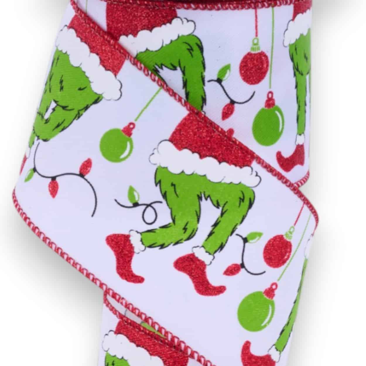 2.5" Green Monster Legs Ribbon - 10 yards