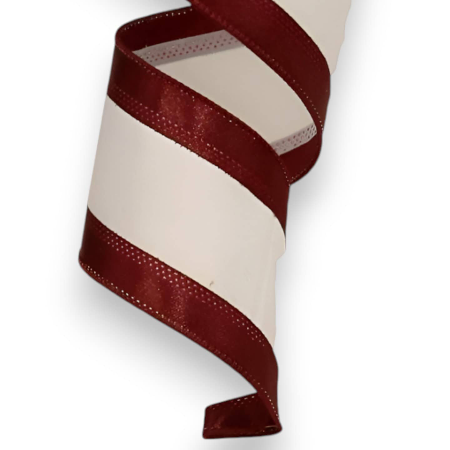 2.5" Maroon White Stripe Ribbon - 10 yards