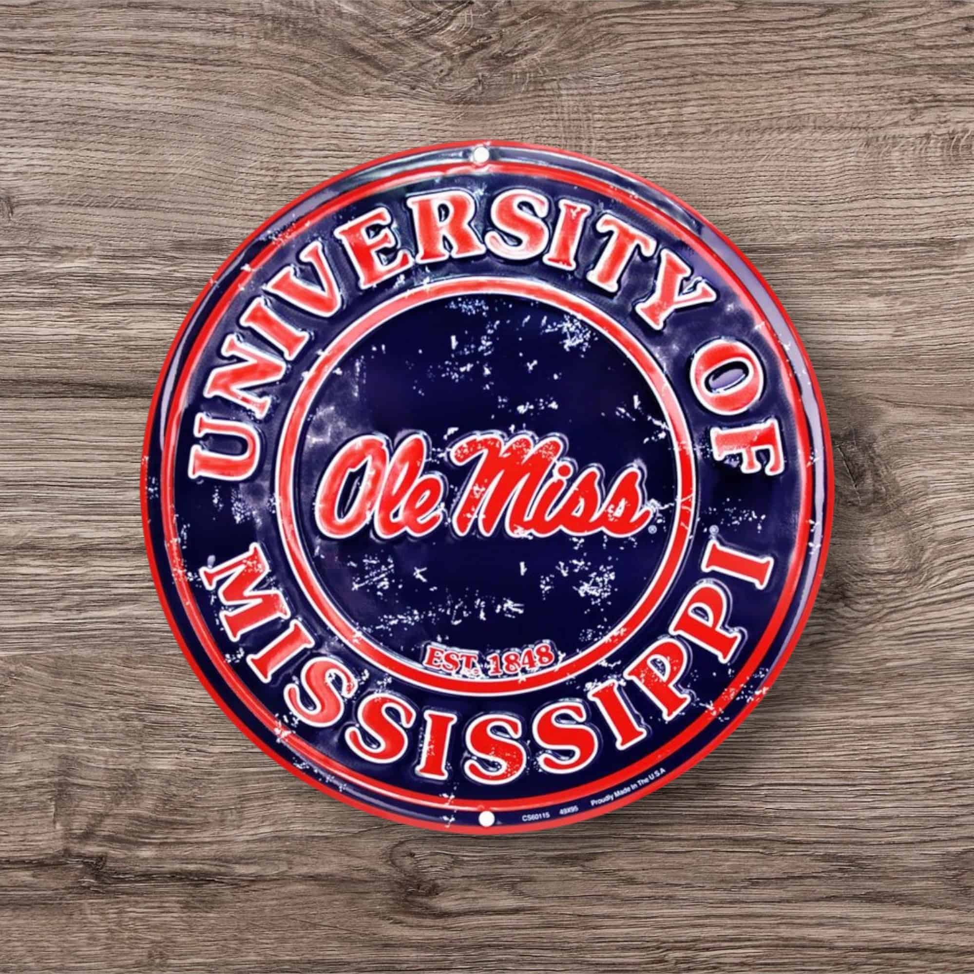 Ole Miss Round Metal Sign