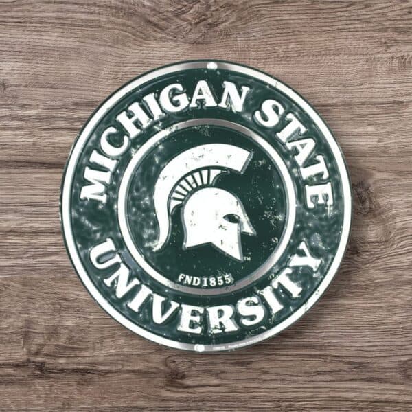 Michigan State Round Metal Sign