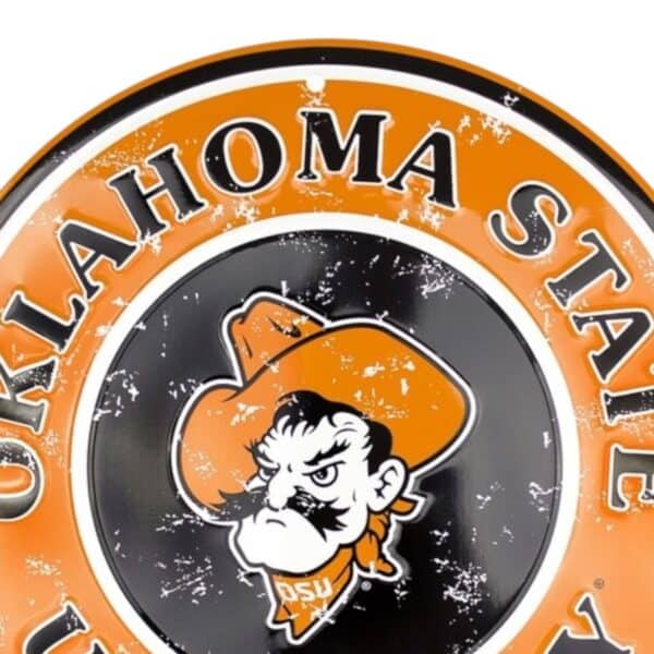 Oklahoma State Round Metal Sign