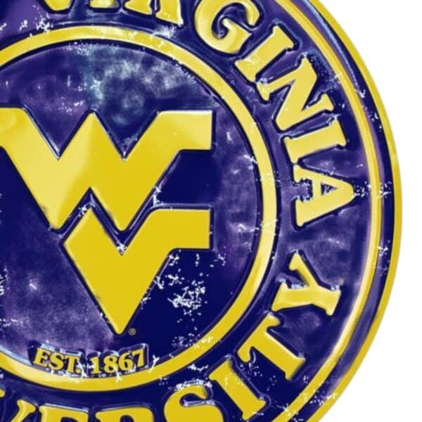 WVU Round Metal Sign