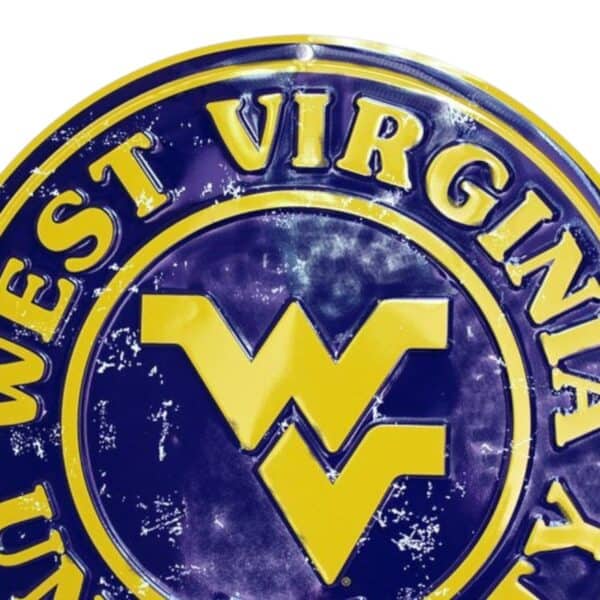 WVU Round Metal Sign