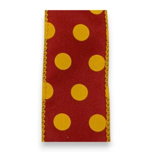 2.5" Red Yellow Polka Dot Ribbon - 10 yards
