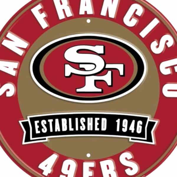 49ers Round Metal Sign