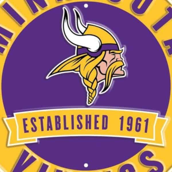 Minnesota Vikings Round Metal Sign