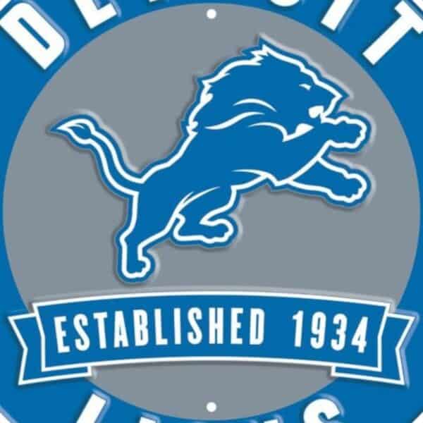 Detroit Lions Round Metal Sign