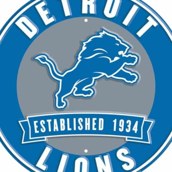 Detroit Lions Round Metal Sign