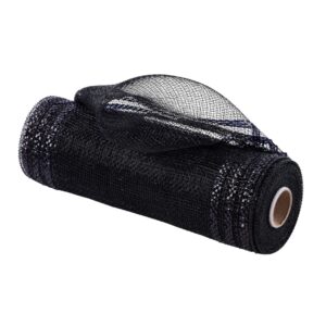 10" Black Metallic Deco Mesh – Border Stripe
