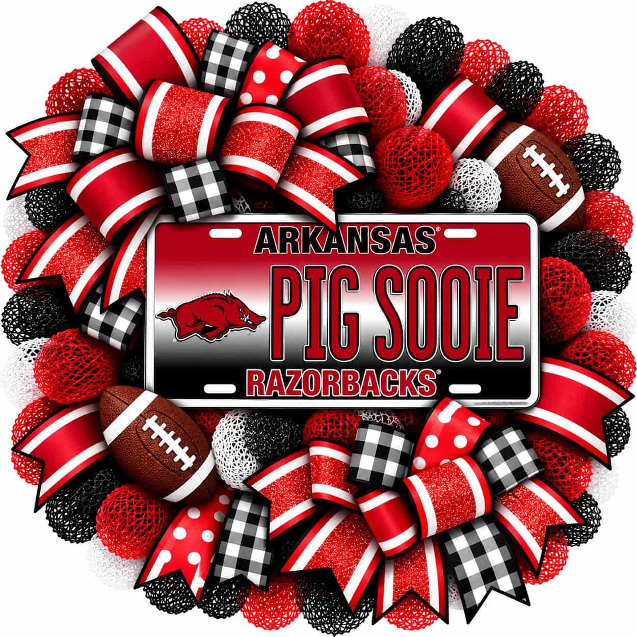 Arkansas Razorbacks 20 Inch License Plate Wreath