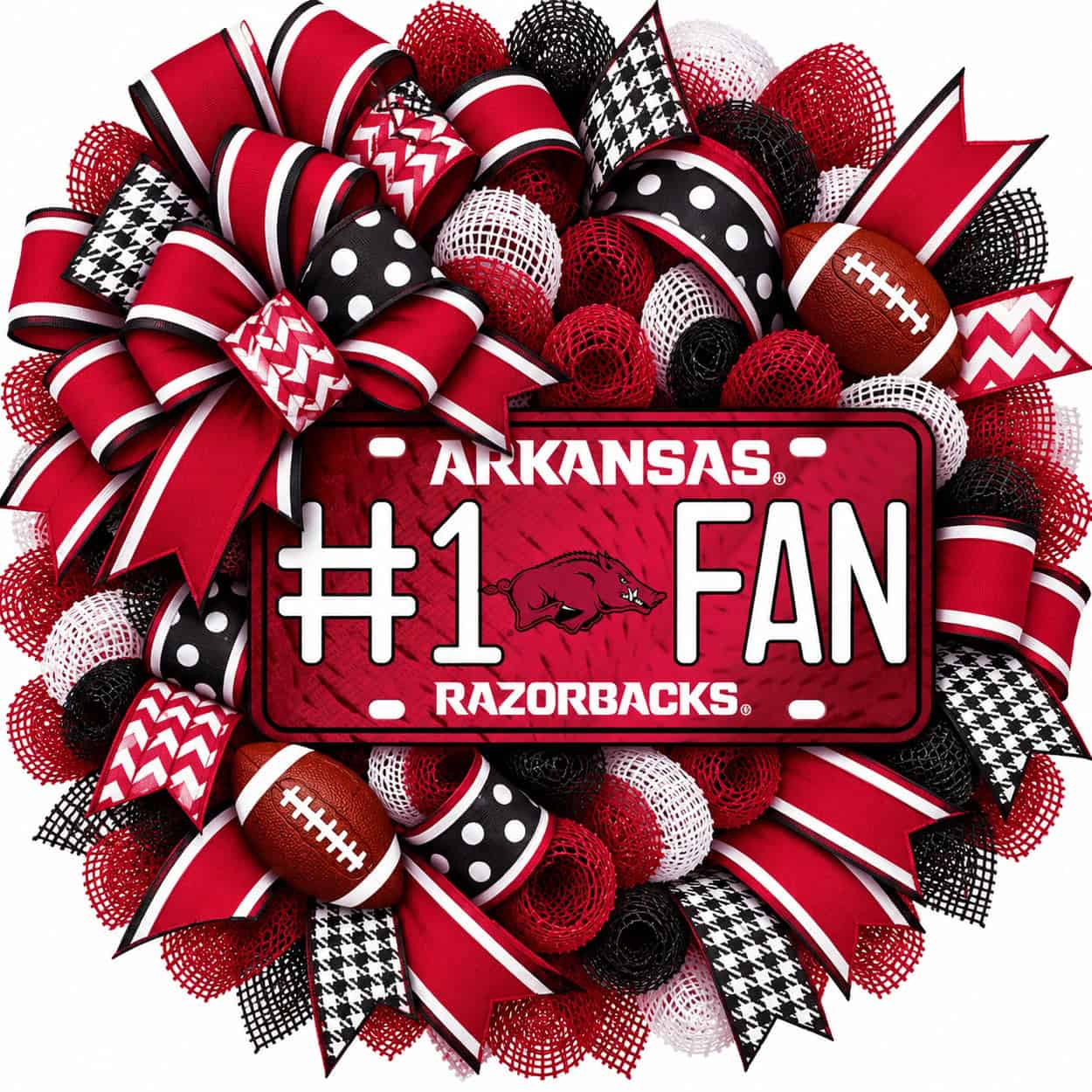 Arkansas Razorbacks License Plate Wreath