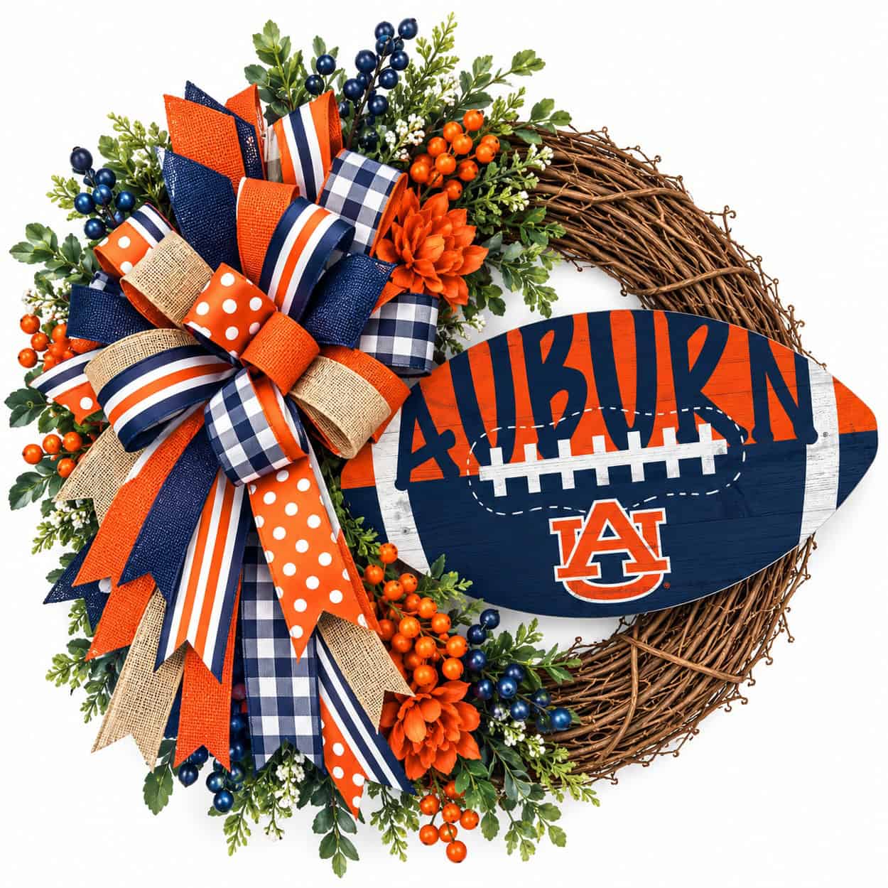 Auburn football grapevine wreath