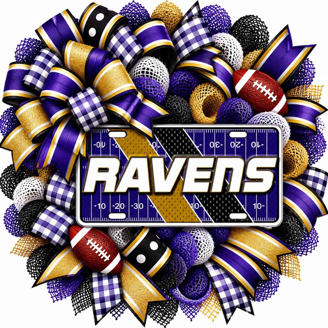 Baltimore Ravens Football Field License Plate Wreath-AI Baltimore Ravens Football Field License Plate Wreath