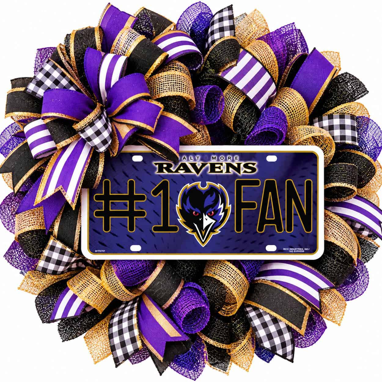Baltimore Ravens License Plate Wreath No Berries-AI Baltimore Ravens License Plate Wreath No Berries
