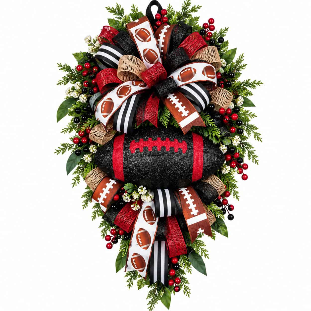 Black Red Football Teardrop Wreath-AI Georgia Bulldogs Football Wreath Ideas & Inspiration