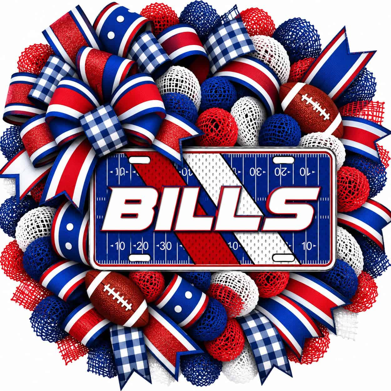 Buffalo Bills Football Field License Plate Wreath-AI Buffalo Bills Football Field License Plate Wreath