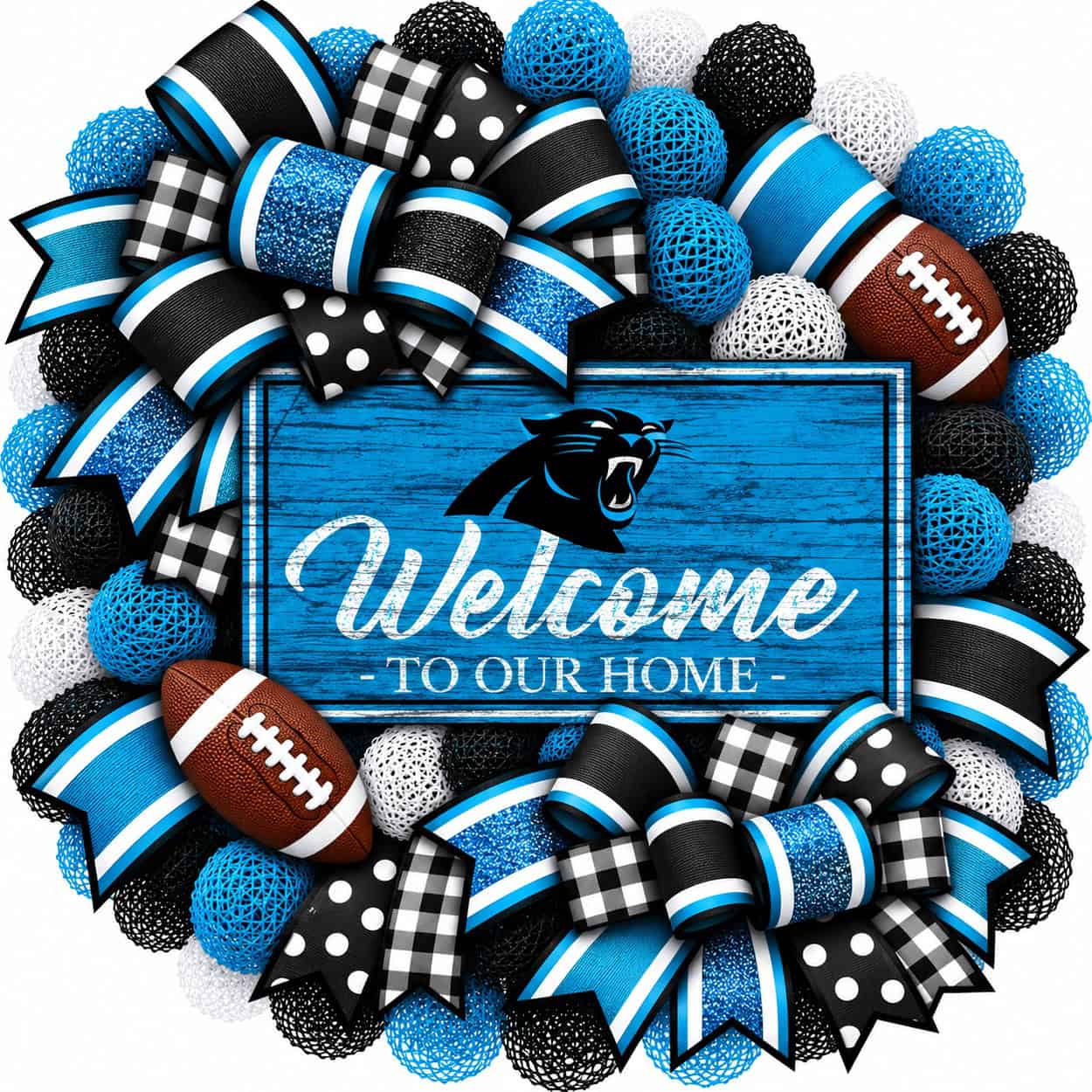 Carolina Panthers 20 Inch Welcome Wreath-AI Carolina Panthers 20 Inch Welcome Wreath