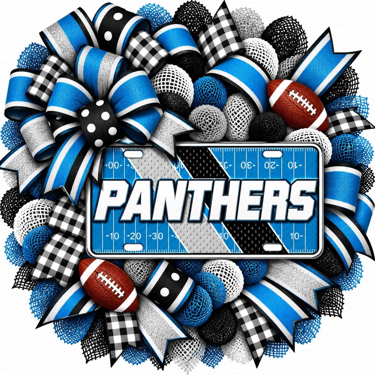 Carolina Panthers Football Field License Plate Wreath-AI Carolina Panthers Football Field License Plate Wreath