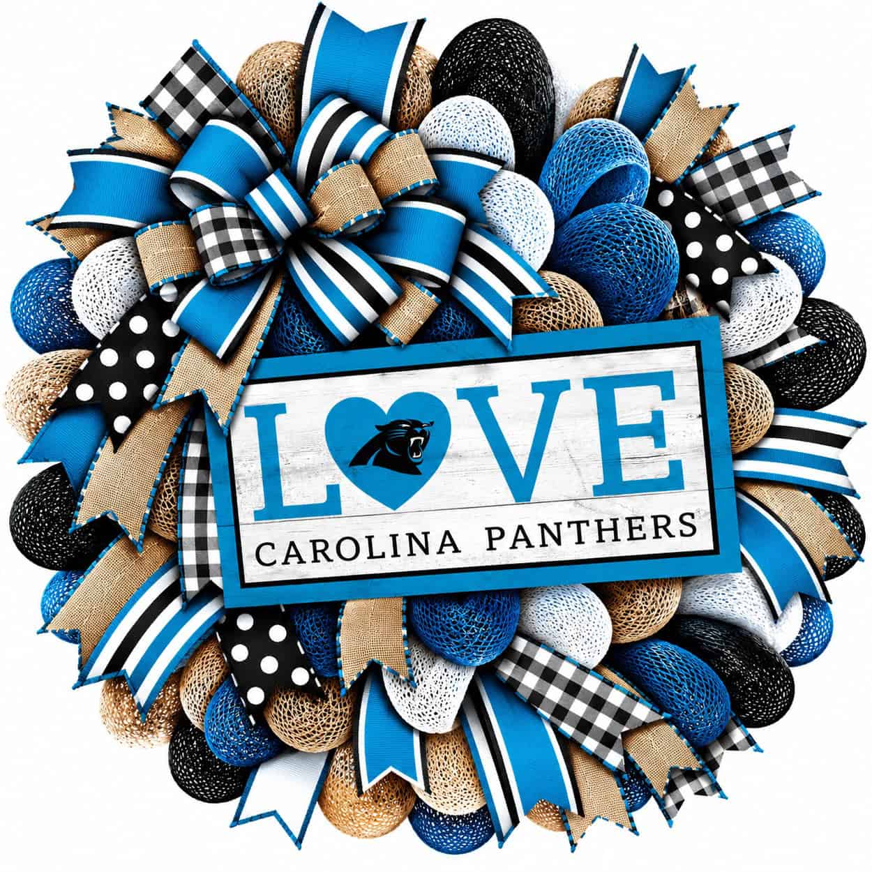 Carolina Panthers LOVE Wreath-AI Carolina Panthers LOVE Wreath