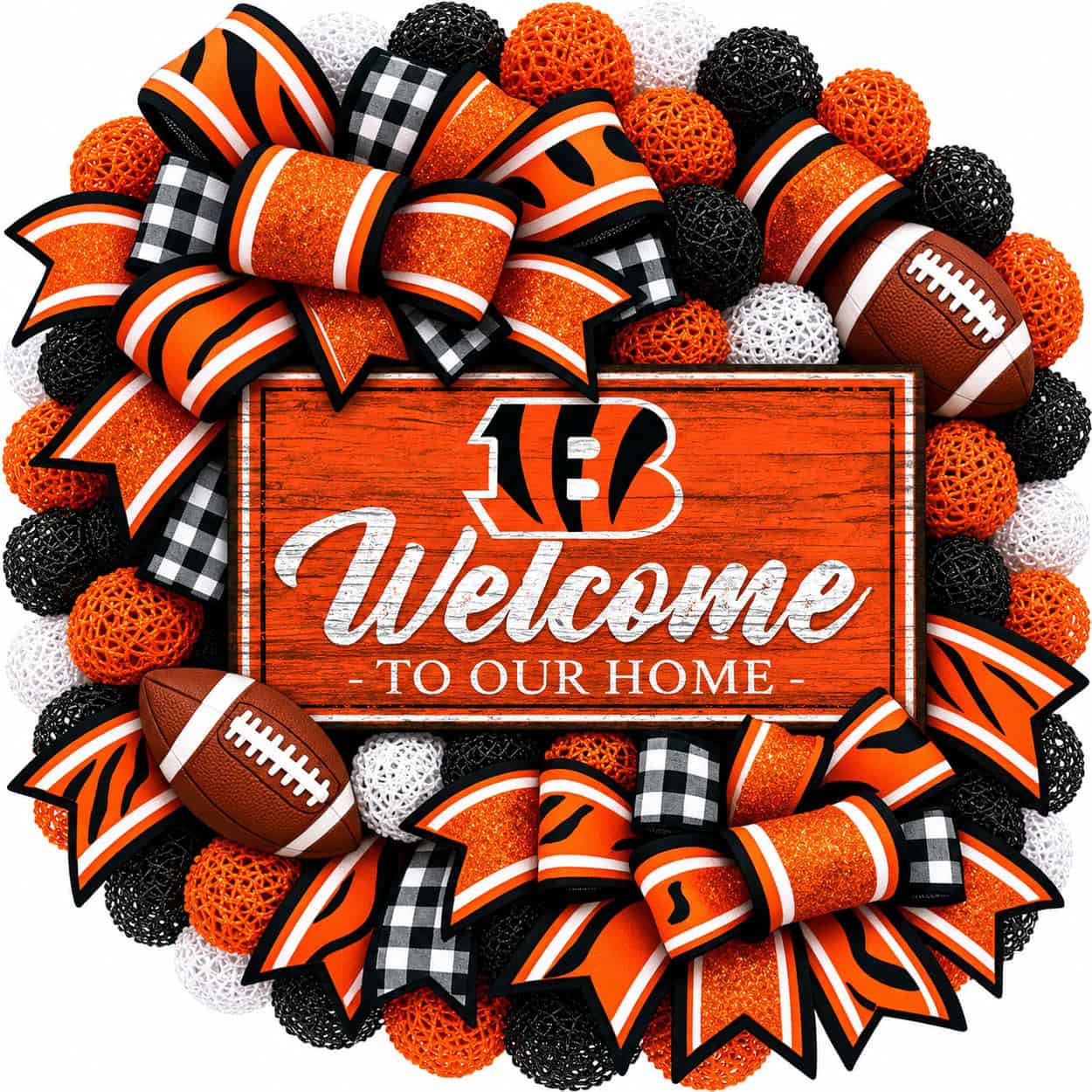 Cincinnati Bengals 20 Inch Welcome Wreath