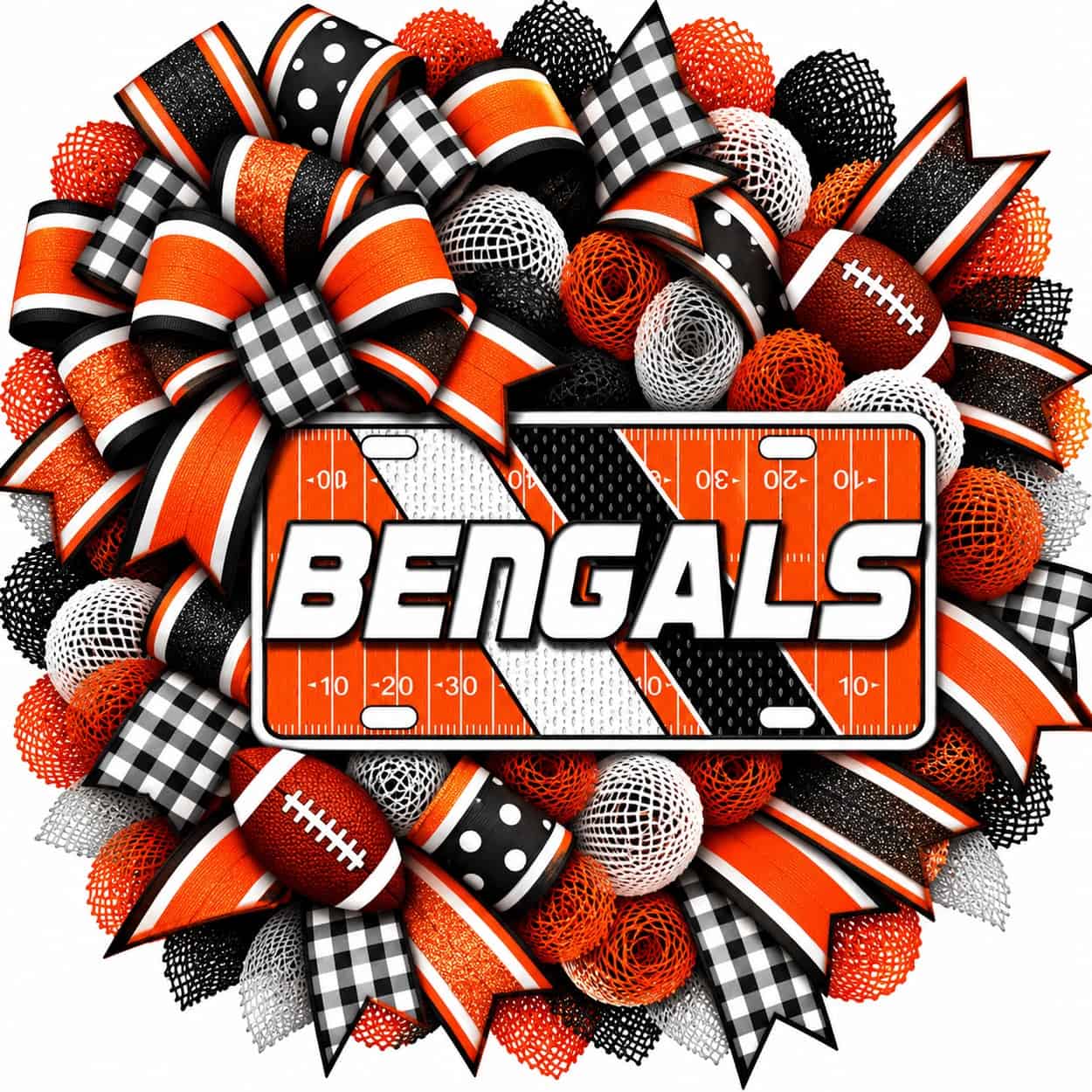 Cincinnati Bengals Football Field License Plate Wreath