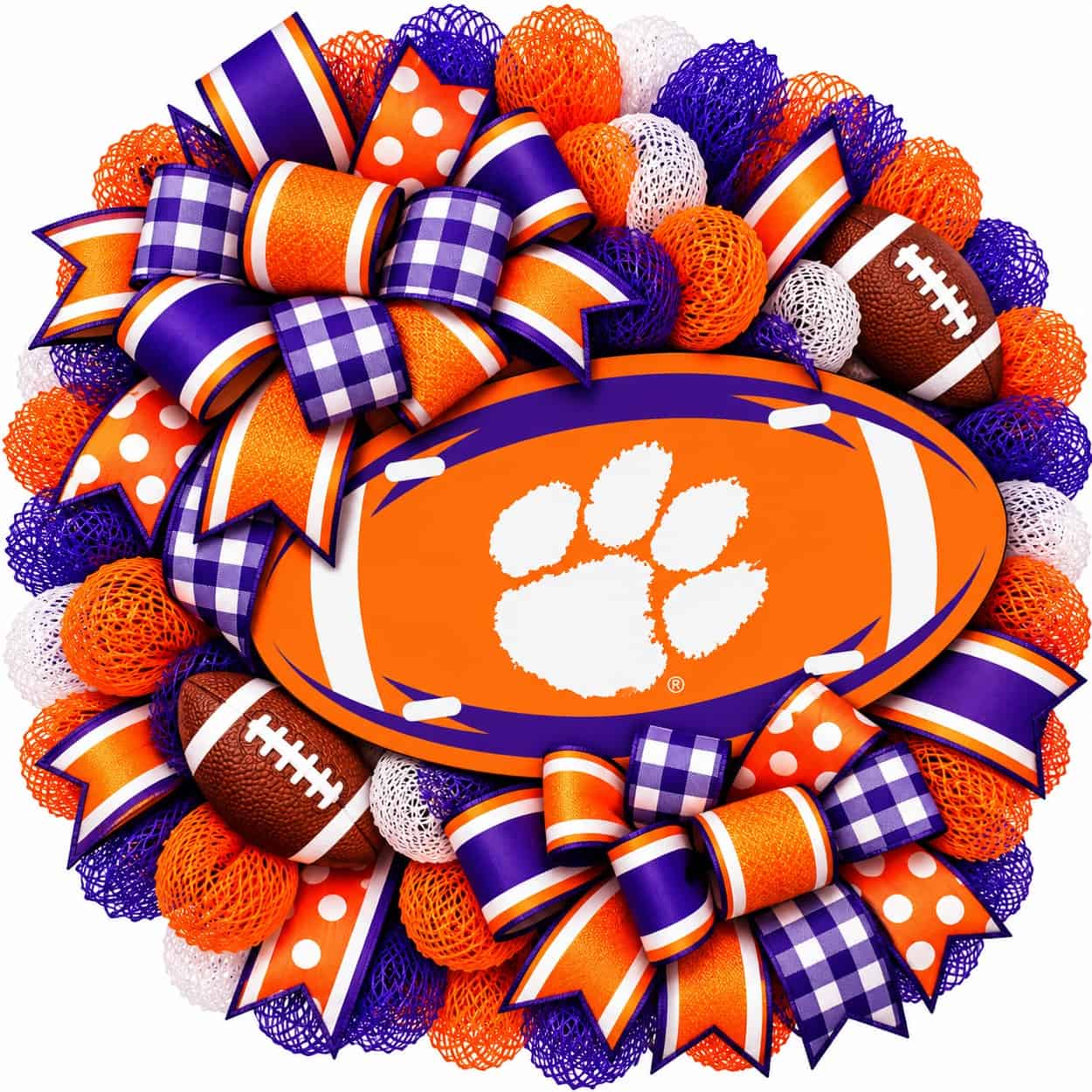 Clemson Tigers 20 Inch Football Wreath