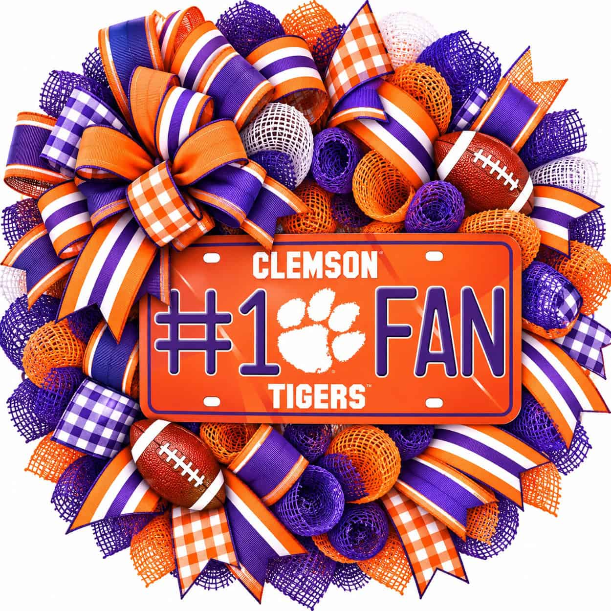 Clemson Tigers License Plate Wreath