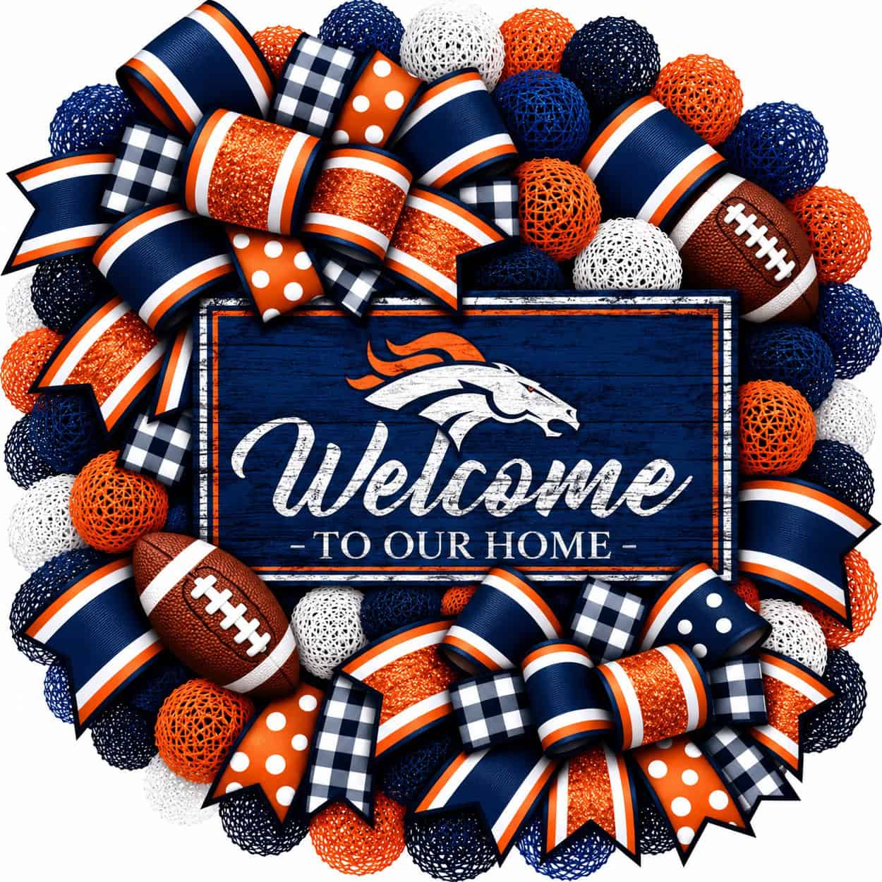 Denver Broncos 20 Inch Welcome Wreath