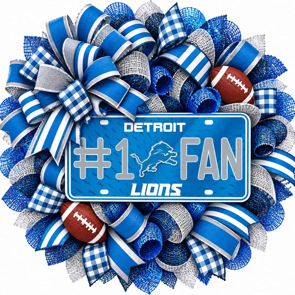 Detroit Lions License Plate Wreath