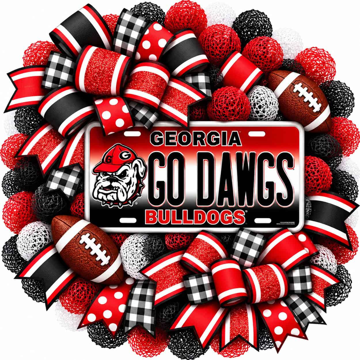 Georgia Bulldogs 20 Inch License Plate Wreath-AI Georgia Bulldogs 20 Inch License Plate Wreath