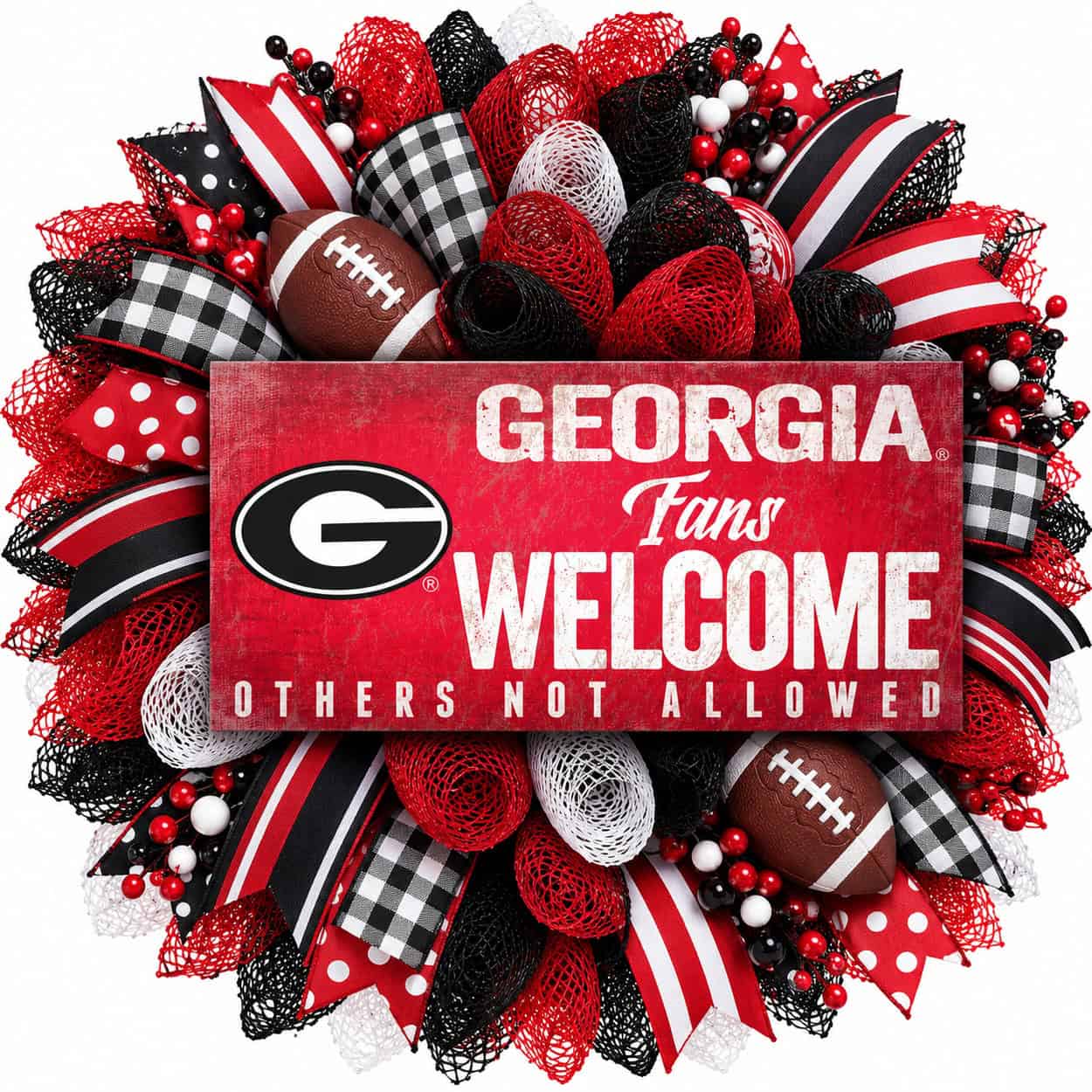 Georgia football wreath featuring a Fans Welcome sign