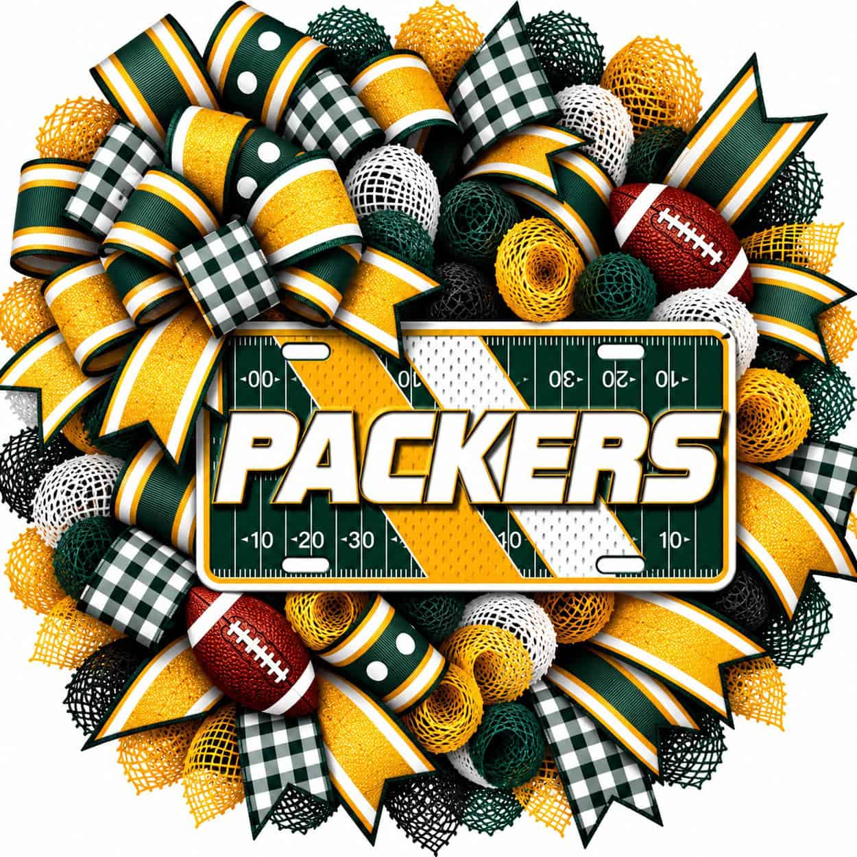 Green Bay Packers Football Field License Plate Wreath