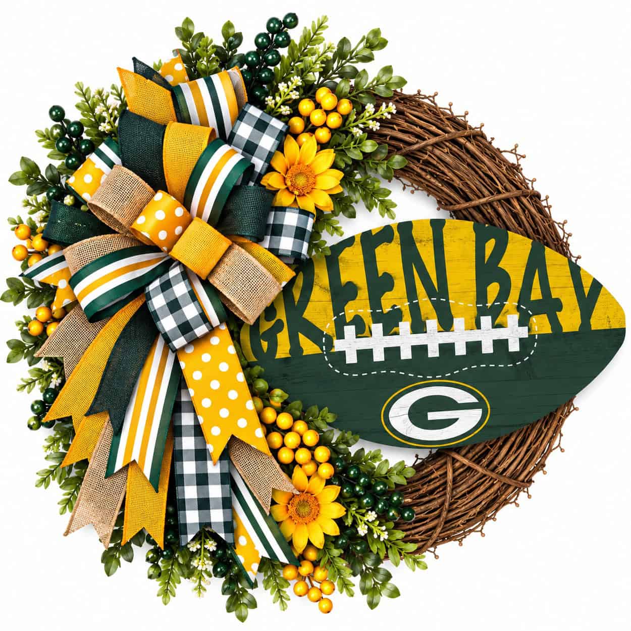 Packer Material Green Bay Packers Football Wreath Ideas