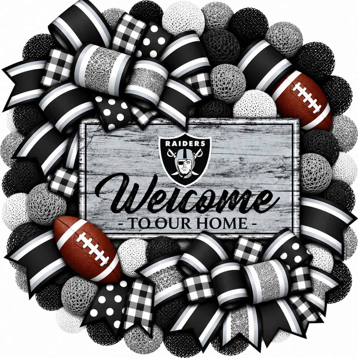 Las Vegas Raiders 20 Inch Welcome Wreath