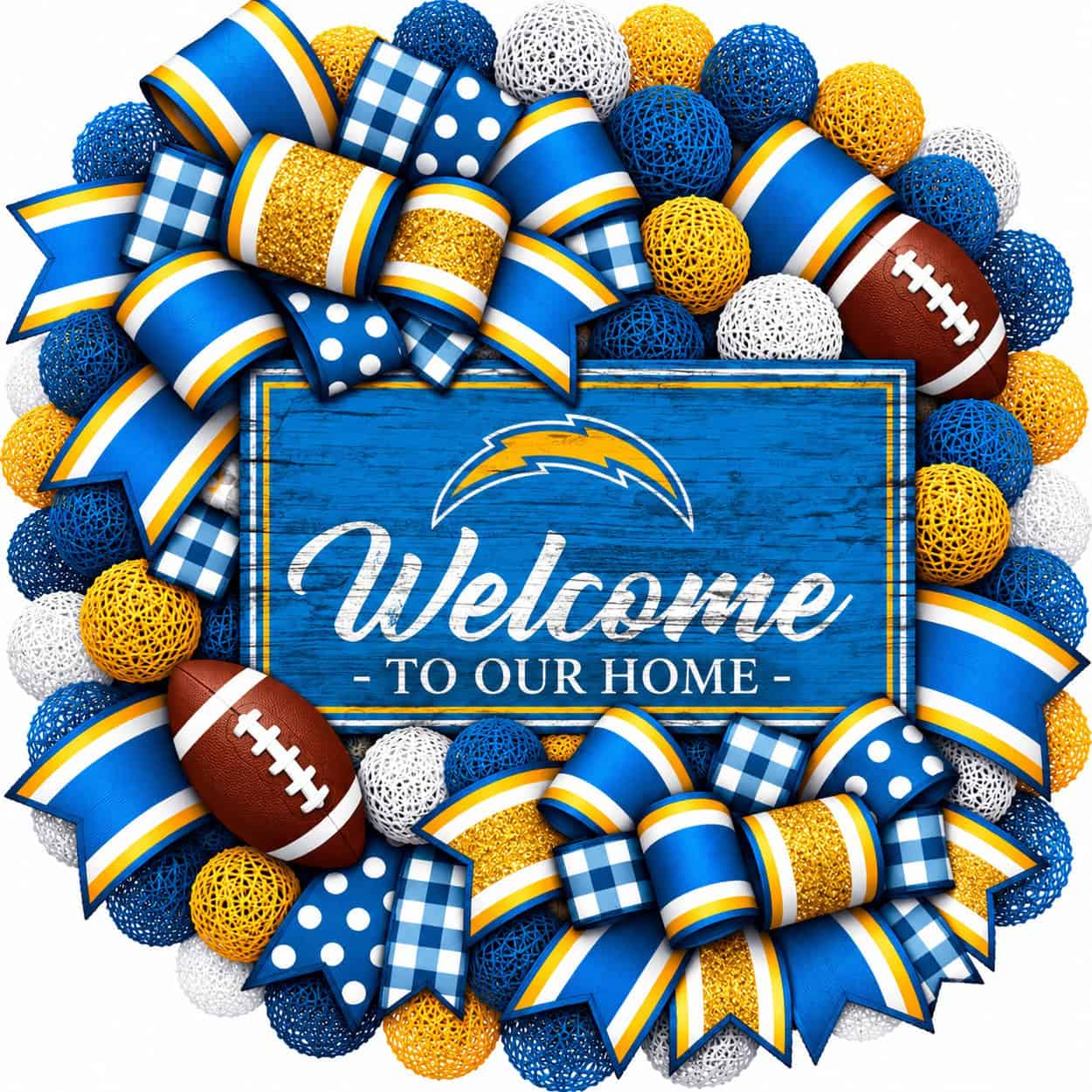 Los Angeles Chargers 20 Inch Welcome Wreath