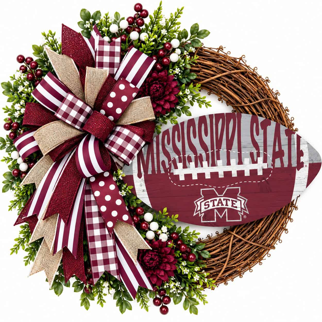 Mississippi State football grapevine wreath