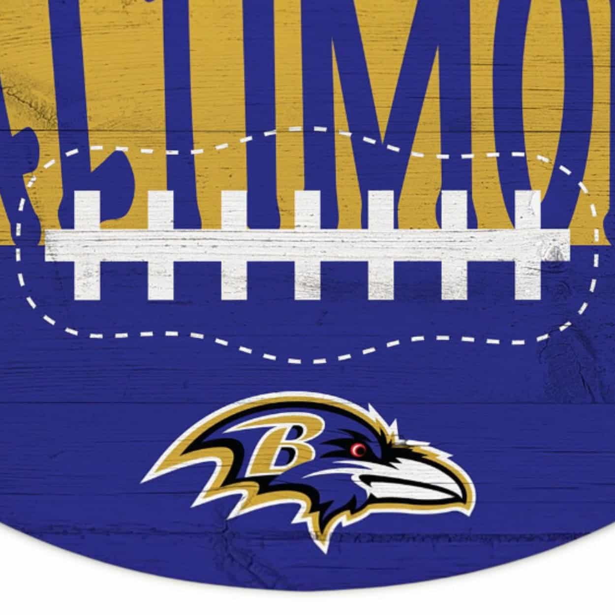 Baltimore Ravens color football wreath sign