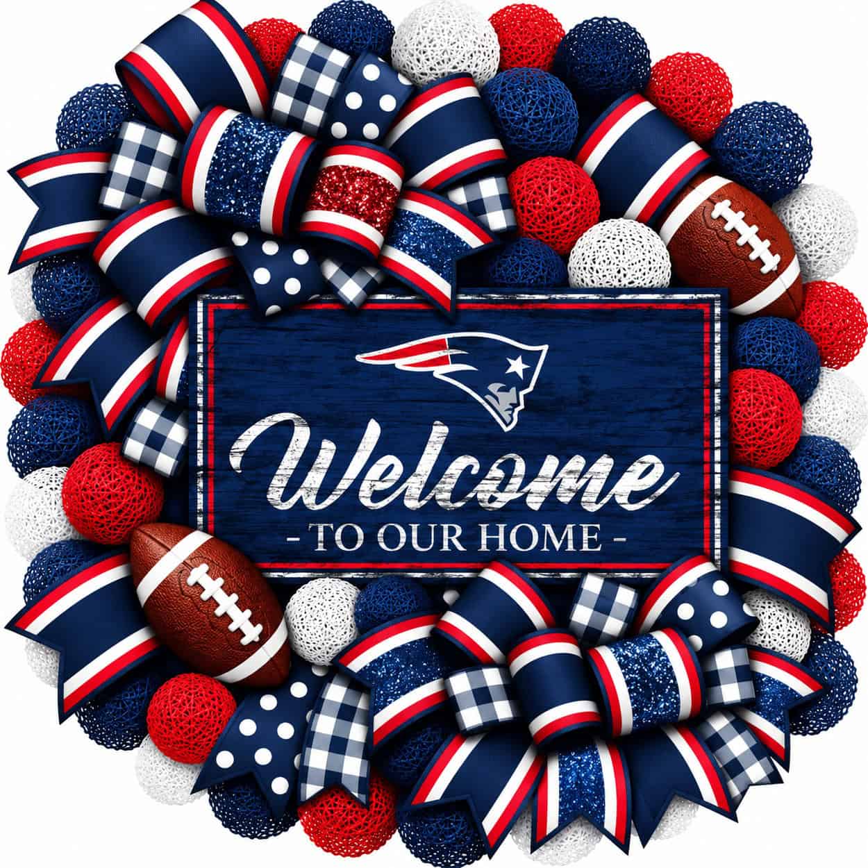 New England Patriots 20 Inch Welcome Wreath