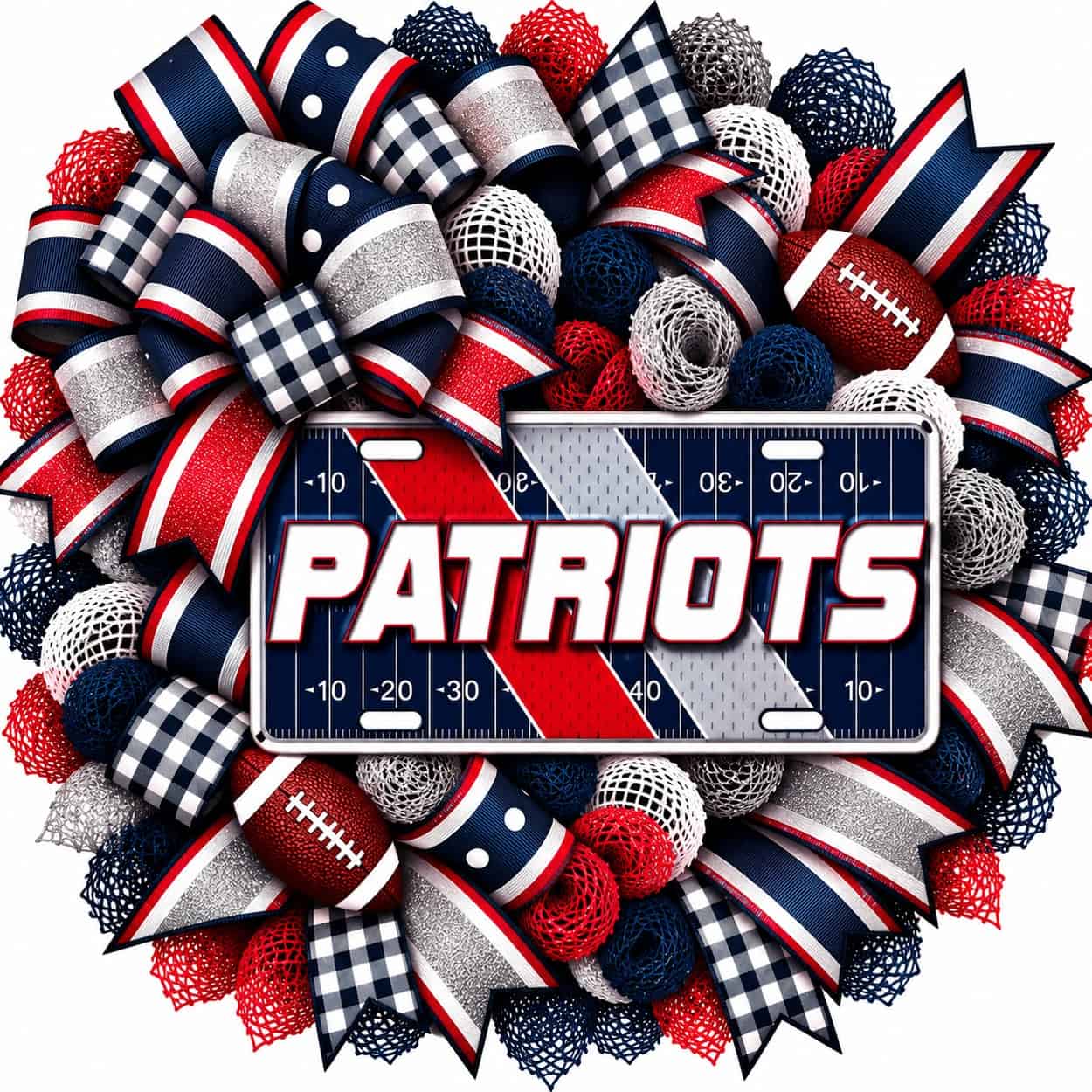 New England Patriots Football Field License Plate Wreath