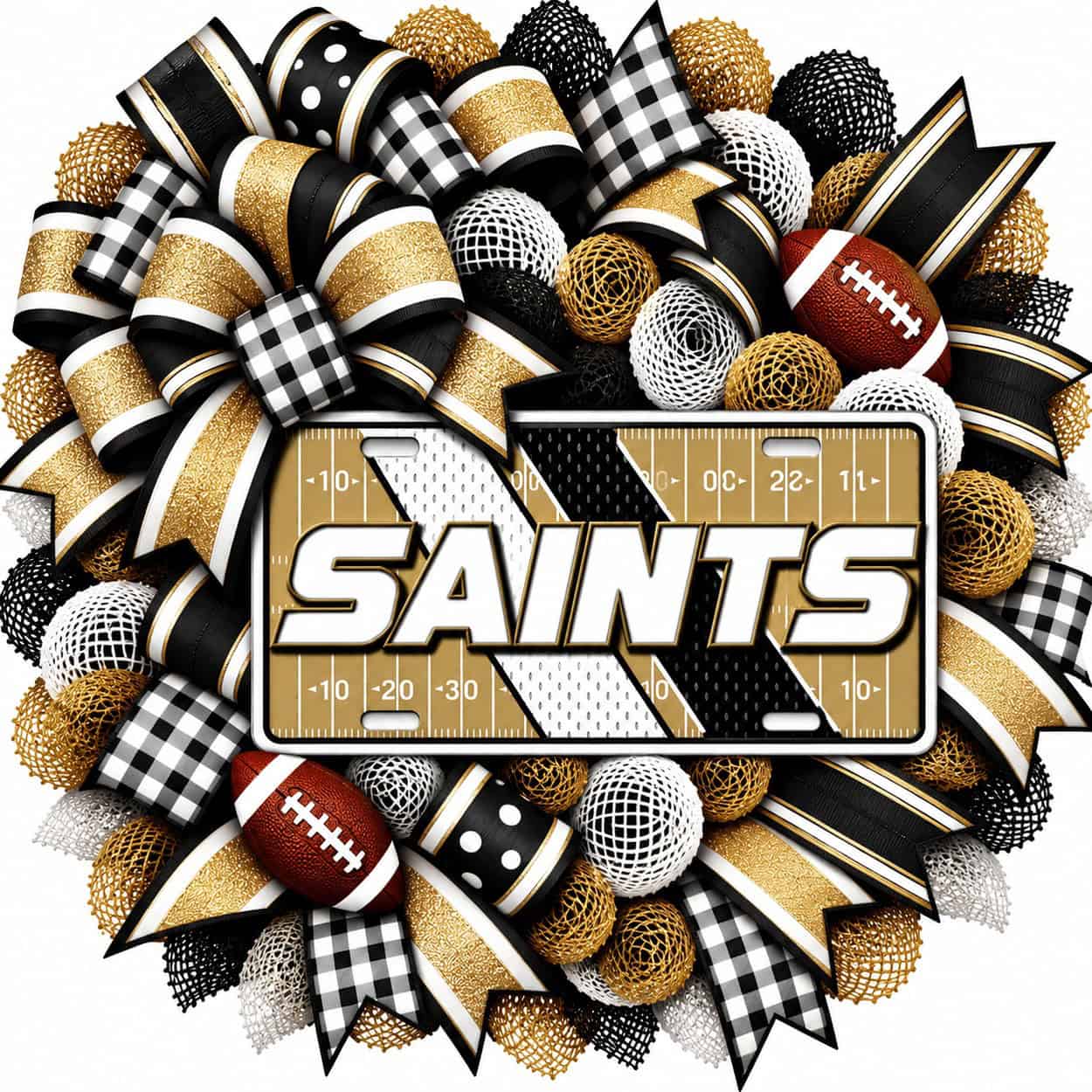 New Orleans Saints Football Field License Plate Wreath