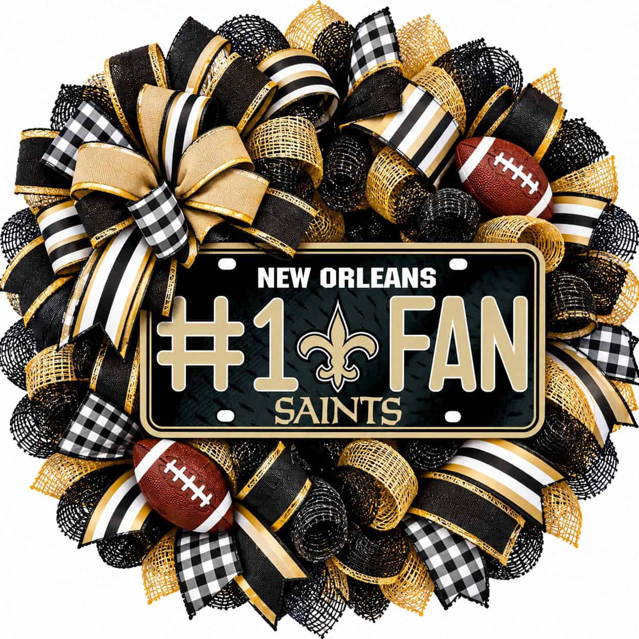 New Orleans Saints License Plate Wreath