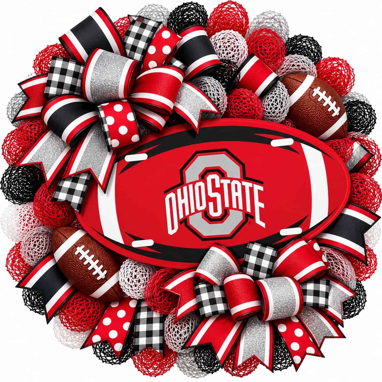 Ohio State Buckeyes 20 Inch Football Wreath