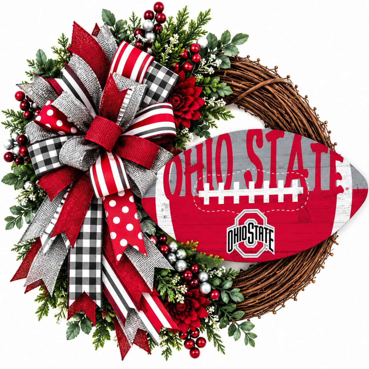 Ohio State football grapevine wreath