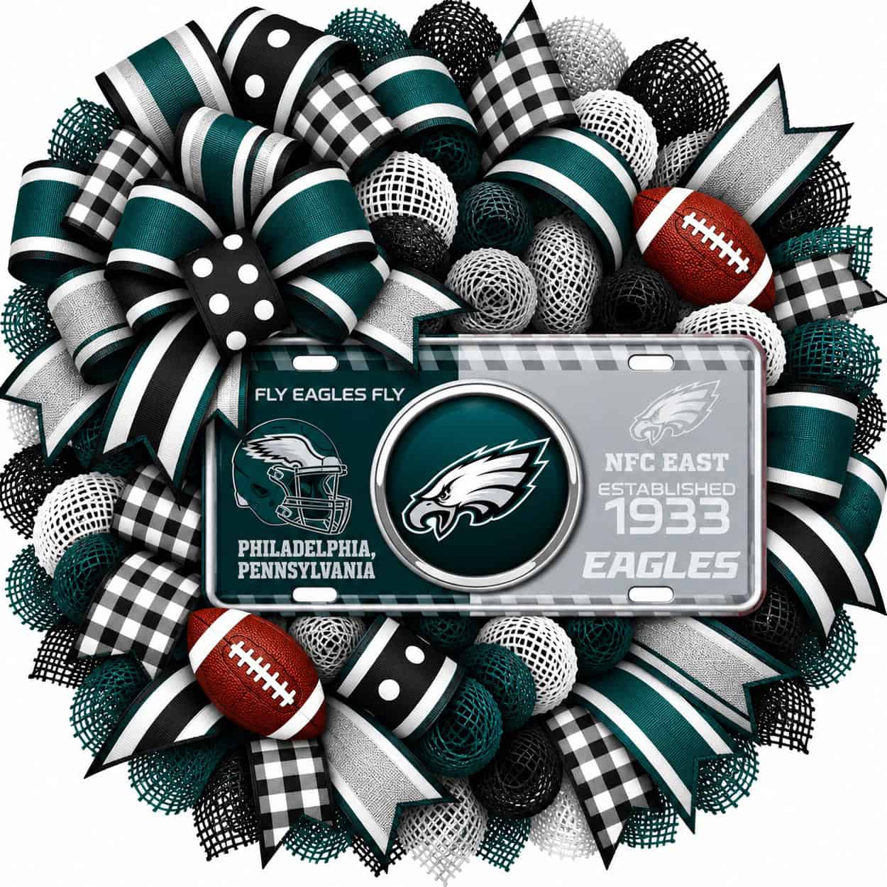 Philadelphia Eagles Fly Eagles Fly License Plate Wreath