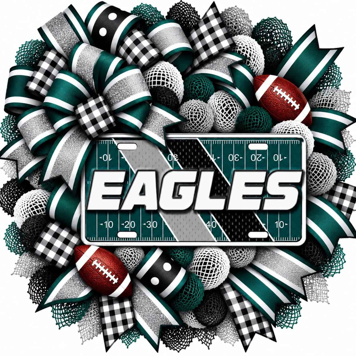 Philadelphia Eagles Football Field License Plate Wreath